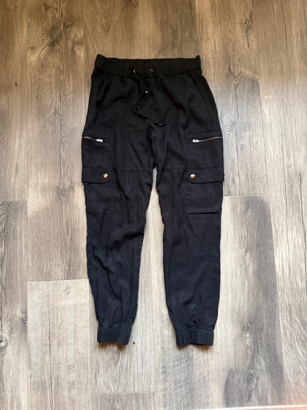 Men's Black Cargo Jogger Pants - Slim Fit XS